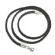 Collier cordon cuir noir tressé fermoir argent 925 /000 du 38 cm au 50 cm