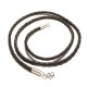 Collier cordon cuir tressé marron brun et argent massif 925 /000