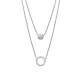 Collier 2 rangs en argent 925/000 rhodié et zirconium 