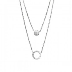 Collier 2 rangs en argent 925/000 rhodié et zirconium 