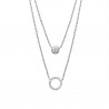 Collier 2 rangs en argent 925/000 rhodié et zirconium 