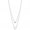 Collier 2 rangs en argent 925/000 rhodié et zirconium 