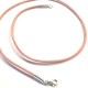 Collier cordon cuir rose fermoir argent massif 925 /000