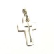 Pendentif croix en nacre naturelle et croix argent 925 hauteur 31 mm avec bélière x 16 mm