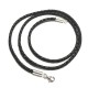 Collier cordon cuir noir tressé 3 mm fermoir argent 925 longueur 50 cm