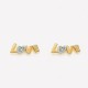 Boucles d'oreilles puces LOVE en plaqué or serti Zirconium