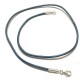 Collier cordon cuir bleu pétrole fermoir argent 925 longueur 50 cm