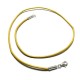 Collier cordon cuir jaune moutarde fermoir argent 925 longueur 50 cm