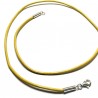 Collier cordon cuir jaune moutarde fermoir argent 925 longueur 42 cm