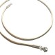 Collier cordon cuir crème métallisé fermoir argent 925 longueur 42 cm