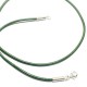 Collier cordon cuir vert foncé fermoir argent 925 longueur 42 cm